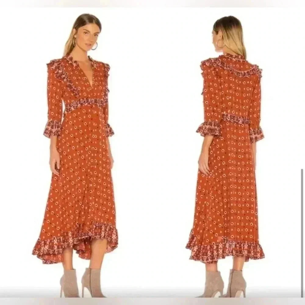FREE PEOPLE CALICO SKIES MIDI DRESS - Picture 3 of 16